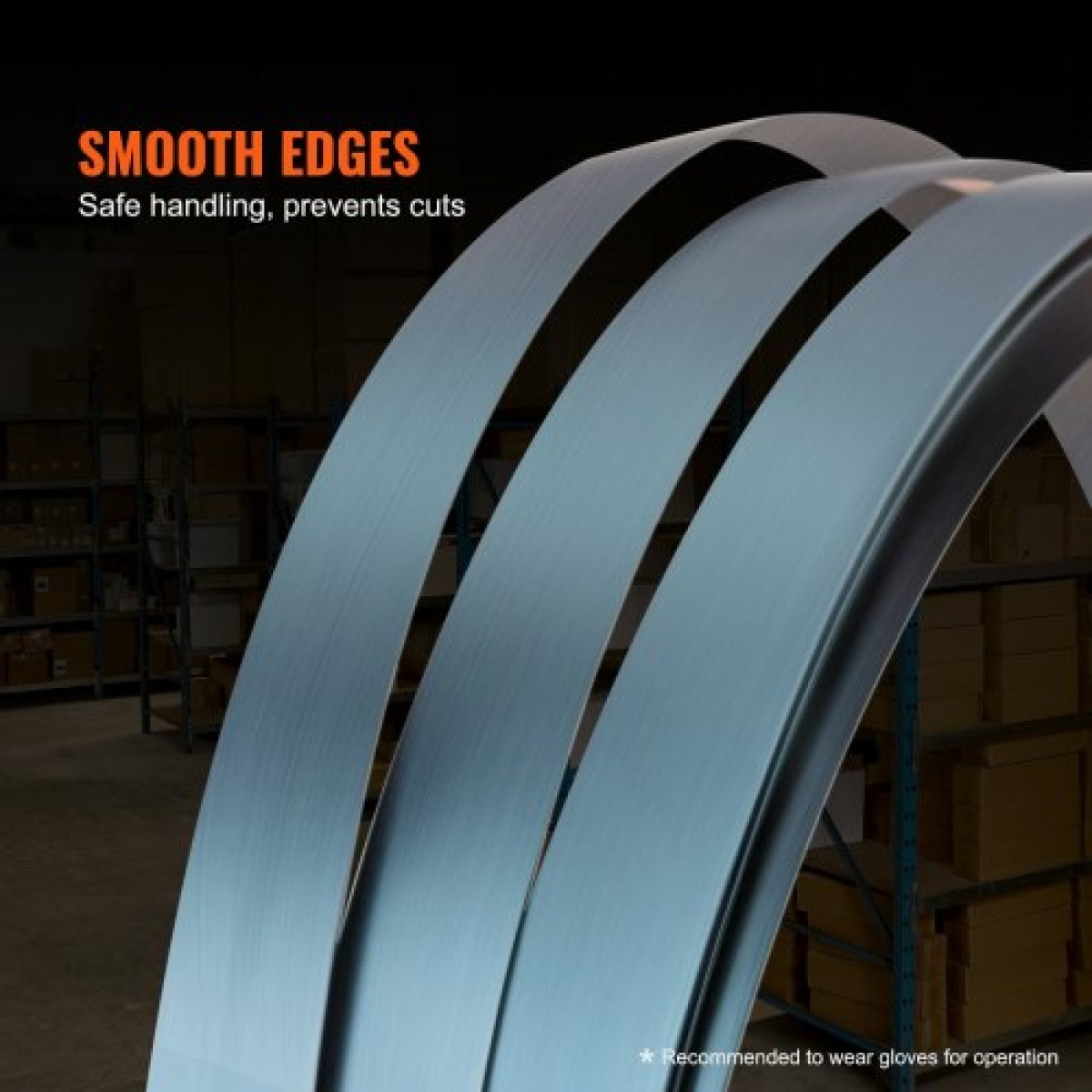 Πηνίο VEVOR Steel Strapping, 19 mm x 0,55 mm x 500 m, Μεταλλικό ρολό ταινίας που αντέχει σε σκληρό περιβάλλον, 771 kg Αντοχή σε θραύση, Πηνίο ιμάντων παλέτας βαρέως τύπου για συσκευασία παλετών