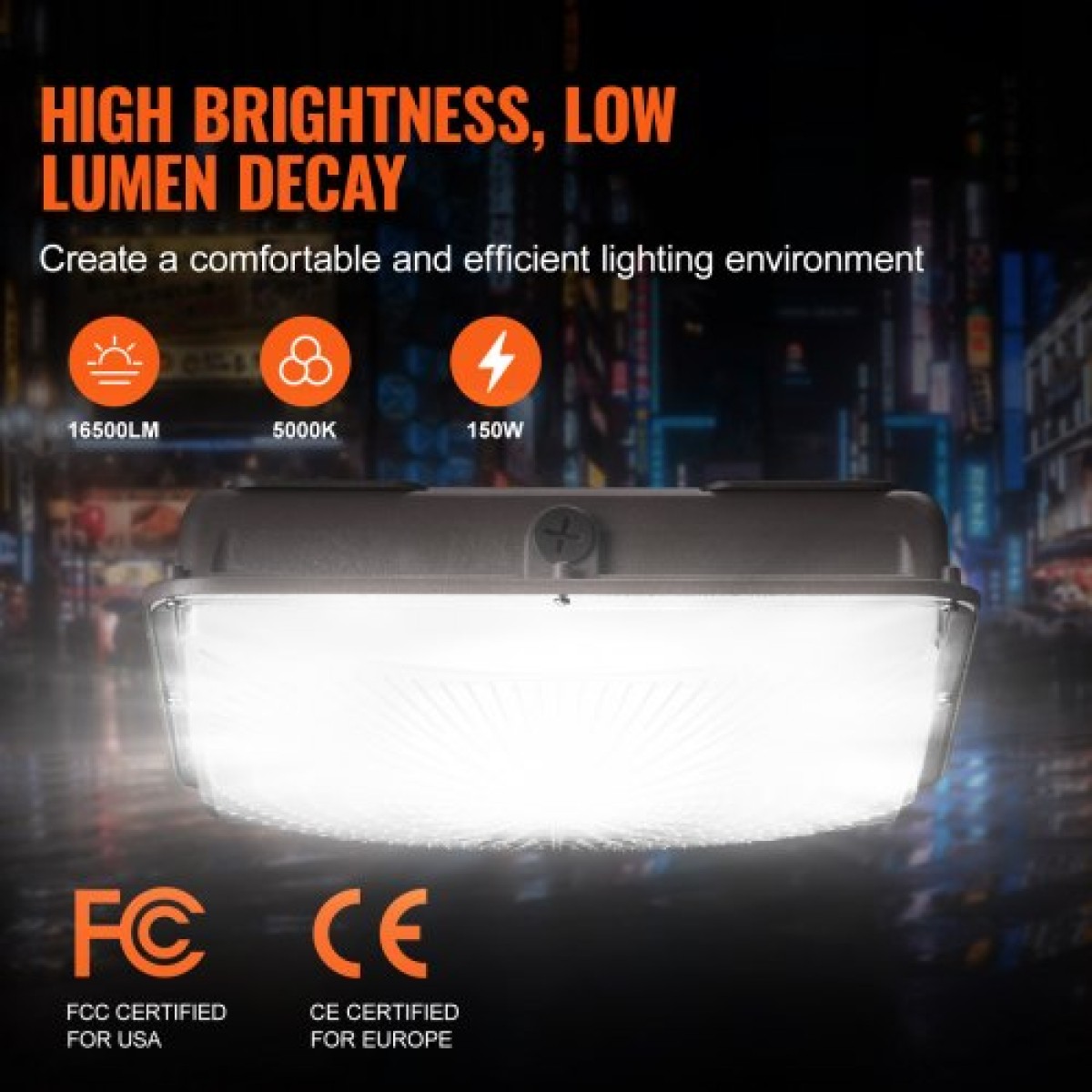 VEVOR LED Light Canopy, 150W, 16500LM 5000K Daylight Commercial Industrial Outdoor Canopy Light, 315mm x 315mm Επιφανειακή βάση Φωτισμός οροφής για βενζινάδικο Garage Street Shop Hotel, IP65