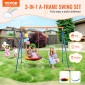 VEVOR Swing Swing για Backyard, 440lbs Load Capacity Swing Set, με 1 Saucer Swing Seat, 1 Belt Swing Seat, Heavy Duty A-Frame Metal Swing Stand και ρυθμιζόμενο σχοινί, Swingset Outdoor για παιδιά