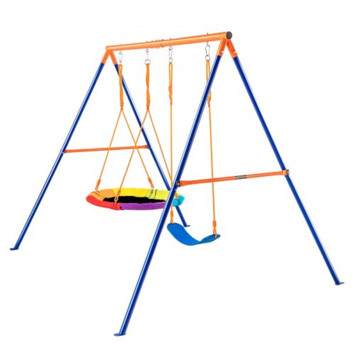 VEVOR Swing Swing για Backyard, 440lbs Load Capacity Swing Set, με 1 Saucer Swing Seat, 1 Belt Swing Seat, Heavy Duty A-Frame Metal Swing Stand και ρυθμιζόμενο σχοινί, Swingset Outdoor για παιδιά