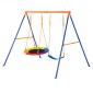 VEVOR Swing Swing για Backyard, 440lbs Load Capacity Swing Set, με 1 Saucer Swing Seat, 1 Belt Swing Seat, Heavy Duty A-Frame Metal Swing Stand και ρυθμιζόμενο σχοινί, Swingset Outdoor για παιδιά