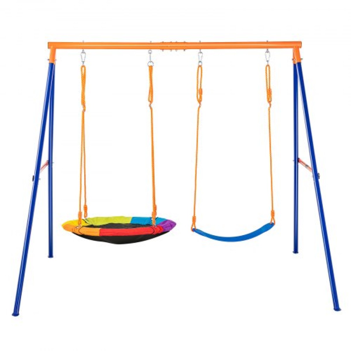 VEVOR Swing Swing για Backyard, 440lbs Load Capacity Swing Set, με 1 Saucer Swing Seat, 1 Belt Swing Seat, Heavy Duty A-Frame Metal Swing Stand και ρυθμιζόμενο σχοινί, Swingset Outdoor για παιδιά