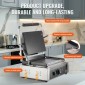 Εμπορική σχάρα Panini VEVOR, Ηλεκτρικό σάντουιτς Panini Maker 2200W, Ανοξείδωτη ψησταριά σάντουιτς με χειρολαβή και έλεγχο θερμοκρασίας, 34x23 cm Πλήρης επίπεδη εμαγιέ πλάκα, για μπριζόλα χάμπουργκερ μπέικον