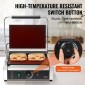 Εμπορική σχάρα Panini VEVOR, Ηλεκτρικό σάντουιτς Panini Maker 2200W, Ανοξείδωτη ψησταριά σάντουιτς με χειρολαβή και έλεγχο θερμοκρασίας, 34x23 cm Πλήρης επίπεδη εμαγιέ πλάκα, για μπριζόλα χάμπουργκερ μπέικον