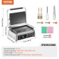 Εμπορική σχάρα Panini VEVOR, Ηλεκτρικό σάντουιτς Panini Maker 2200W, Ανοξείδωτη ψησταριά σάντουιτς με χειρολαβή και έλεγχο θερμοκρασίας, 34x23 cm Πλήρης επίπεδη εμαγιέ πλάκα, για μπριζόλα χάμπουργκερ μπέικον