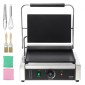 Εμπορική σχάρα Panini VEVOR, Ηλεκτρικό σάντουιτς Panini Maker 2200W, Ανοξείδωτη ψησταριά σάντουιτς με χειρολαβή και έλεγχο θερμοκρασίας, 34x23 cm Πλήρης επίπεδη εμαγιέ πλάκα, για μπριζόλα χάμπουργκερ μπέικον
