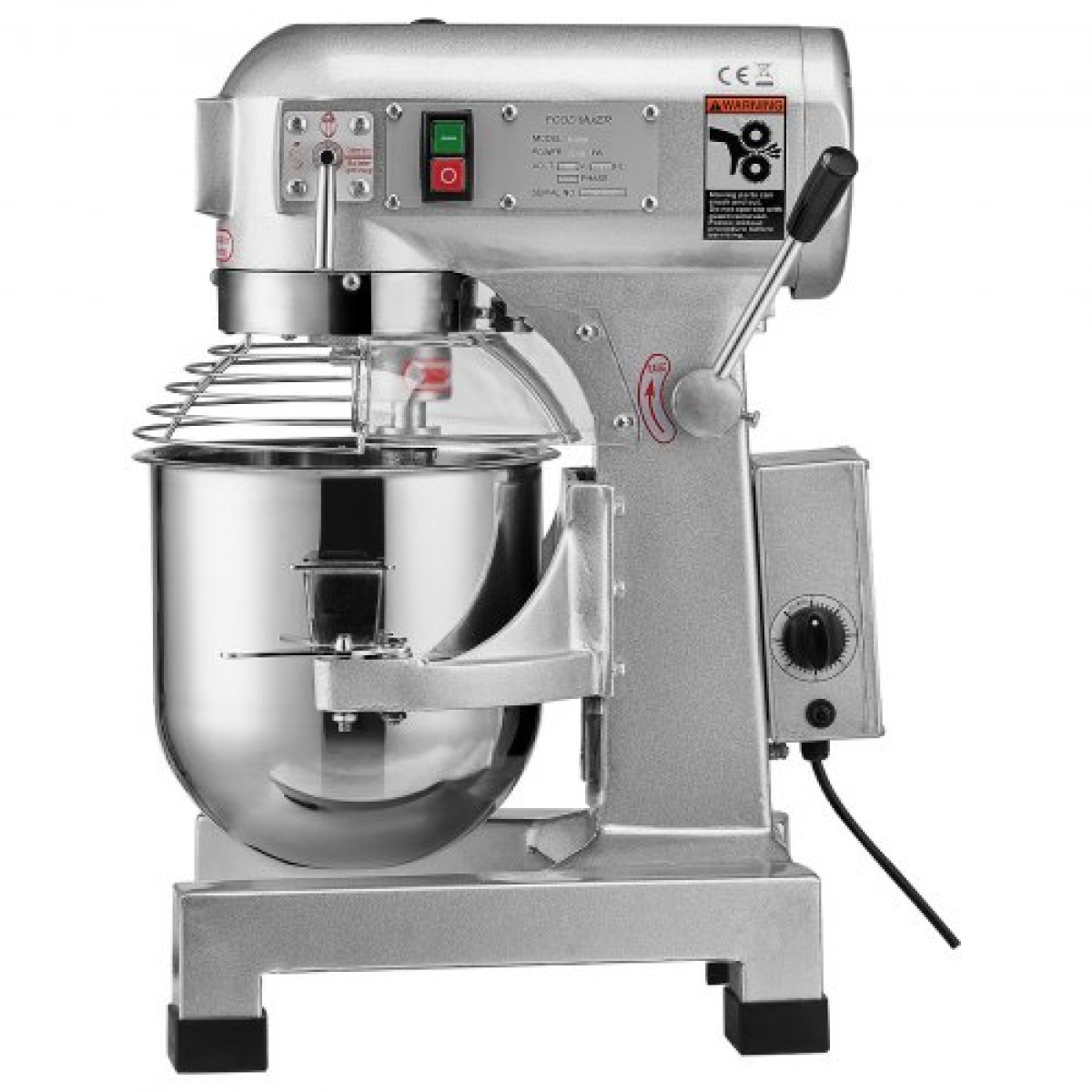 VEVOR Commercial Food Mixer, 18,7L Commercial Stand Mixer με 3 Ρυθμιζόμενες ταχύτητες, 1100W Ζυμίξερ με μπολ από ανοξείδωτο ατσάλι και 3 εξαρτήματα ανάμειξης, Ιδανικό για εστιατόριο, αρτοποιείο, ζαχαροπλαστείο, Caf