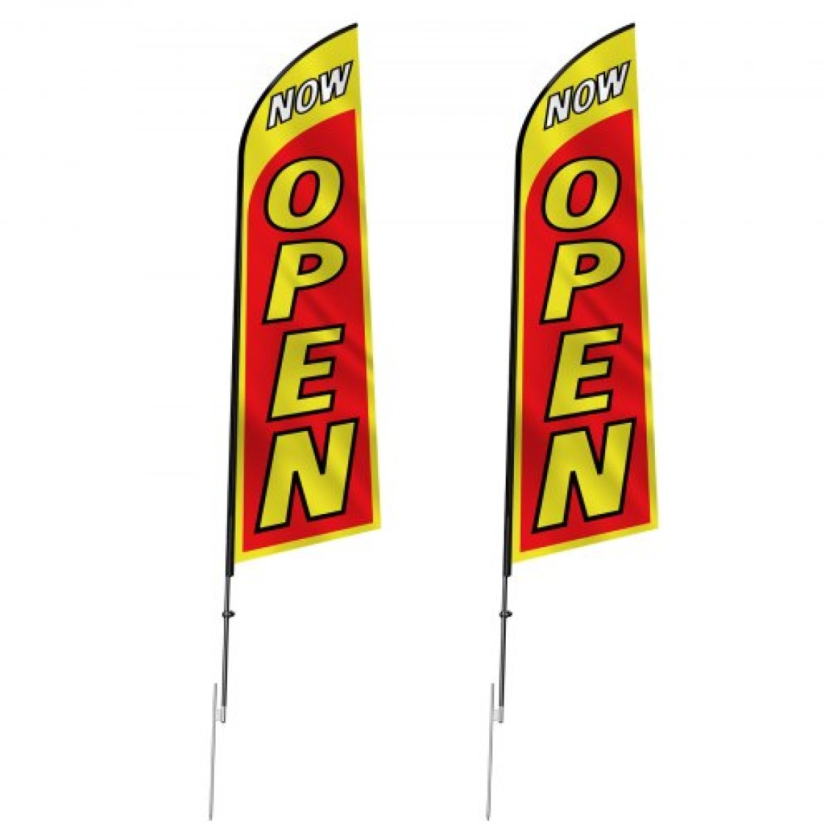 VEVOR Open Flags με Pole Kit, Advertising Flags για επιχειρήσεις εκτός, Advertising Feather Flag Kit, Περιλαμβάνει 2 Flags banner, 2 Poles, 2 Ground Stakes, Open Sign Swooper Flags for Business 16,3 FT