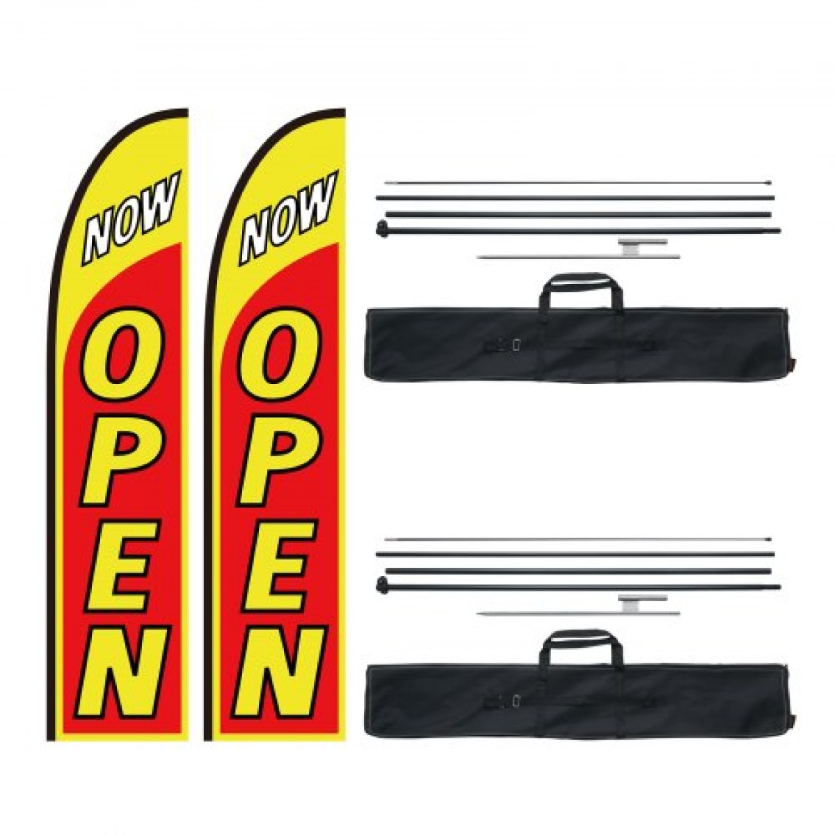 VEVOR Open Flags με Pole Kit, Advertising Flags για επιχειρήσεις εκτός, Advertising Feather Flag Kit, Περιλαμβάνει 2 Flags banner, 2 Poles, 2 Ground Stakes, Open Sign Swooper Flags for Business 16,3 FT