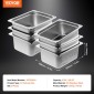 VEVOR 6 Pack Pans Hotel, 1/2 Size Anti-Jam Steam Pan, 0,8mm πάχος από ανοξείδωτο ατσάλι Επιτραπέζιο ταψί εστιατορίου, 6 ιντσών βαθύ εμπορικό επιτραπέζιο τηγάνι, τροφοδοσία αποθήκευσης τροφίμων, για βιομηχανικό και επιστημονικό