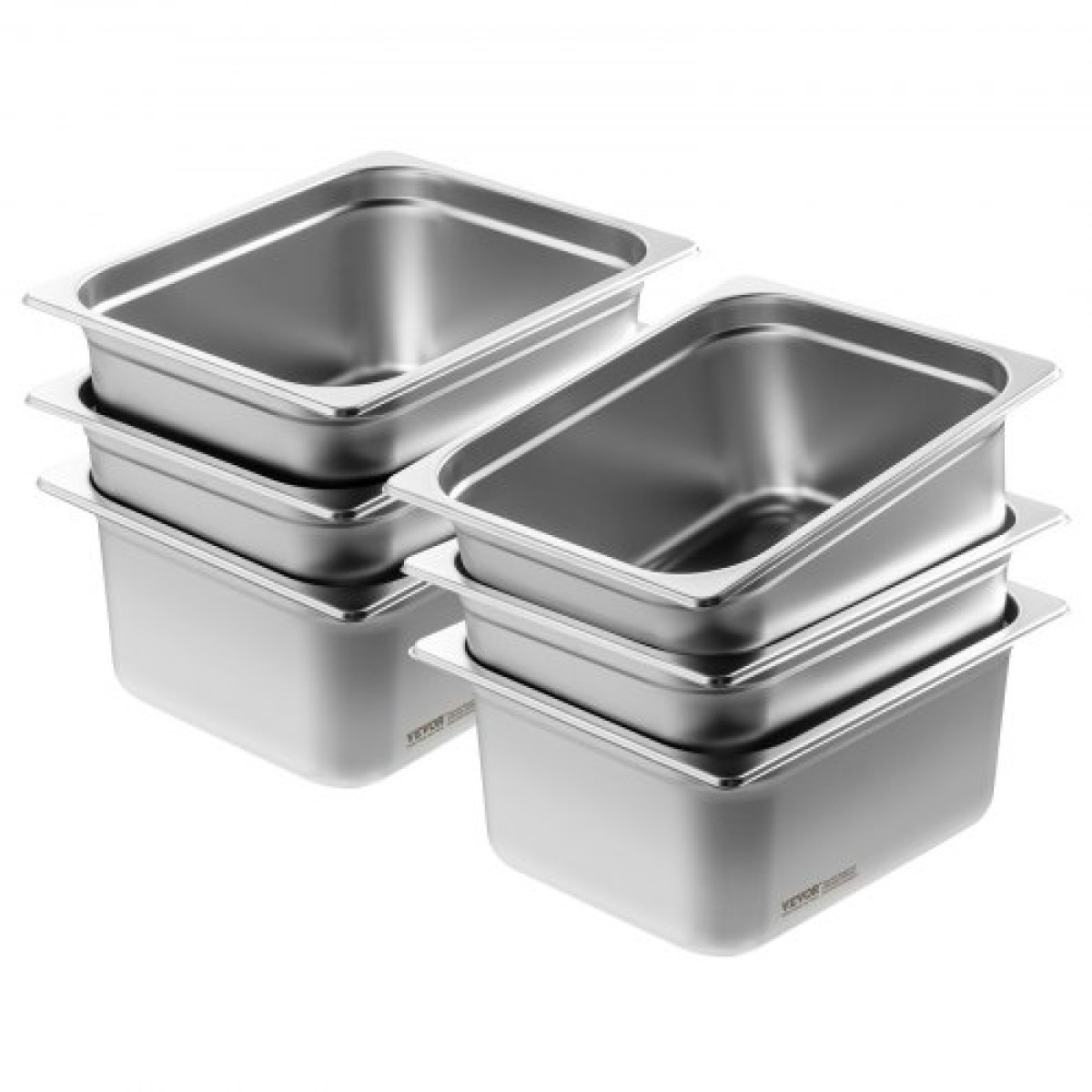 VEVOR 6 Pack Pans Hotel, 1/2 Size Anti-Jam Steam Pan, 0,8mm πάχος από ανοξείδωτο ατσάλι Επιτραπέζιο ταψί εστιατορίου, 6 ιντσών βαθύ εμπορικό επιτραπέζιο τηγάνι, τροφοδοσία αποθήκευσης τροφίμων, για βιομηχανικό και επιστημονικό