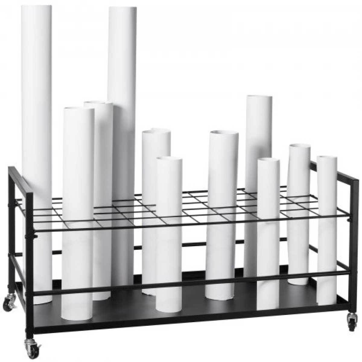 VEVOR Blueprint Storage Rack, 50 Slots Στήριγμα σχεδιαγράμματος με ρόδες, Κινητό μεταλλικό καλάθι αποθήκευσης σχεδιαγράμματος για σχέδιο κατασκευής χάρτη αφίσα Αρχιτεκτονικό, θήκη αρχείων σε ρολό για σπίτι, γραφείο, σχολείο