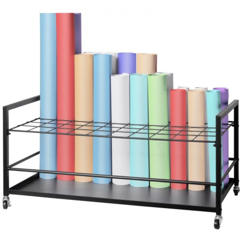 VEVOR Blueprint Storage Rack, 50 Slots Στήριγμα σχεδιαγράμματος με ρόδες, Κινητό μεταλλικό καλάθι αποθήκευσης σχεδιαγράμματος για σχέδιο κατασκευής χάρτη αφίσα Αρχιτεκτονικό, θήκη αρχείων σε ρολό για σπίτι, γραφείο, σχολείο
