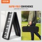 VEVOR 88 Key Folding Keyboard Piano, Bluetooth & MIDI, Φορητό ηλεκτρονικό ψηφιακό αναδιπλούμενο πιάνο με τσάντα πεντάλ για διατήρηση Ακουστικά με πλήκτρα αφής, επαναφορτιζόμενα για αρχάριους έφηβους, ενήλικες, μαύρο