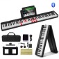 VEVOR 88 Key Folding Keyboard Piano, Bluetooth & MIDI, Φορητό ηλεκτρονικό ψηφιακό αναδιπλούμενο πιάνο με τσάντα πεντάλ για διατήρηση Ακουστικά με πλήκτρα αφής, επαναφορτιζόμενα για αρχάριους έφηβους, ενήλικες, μαύρο