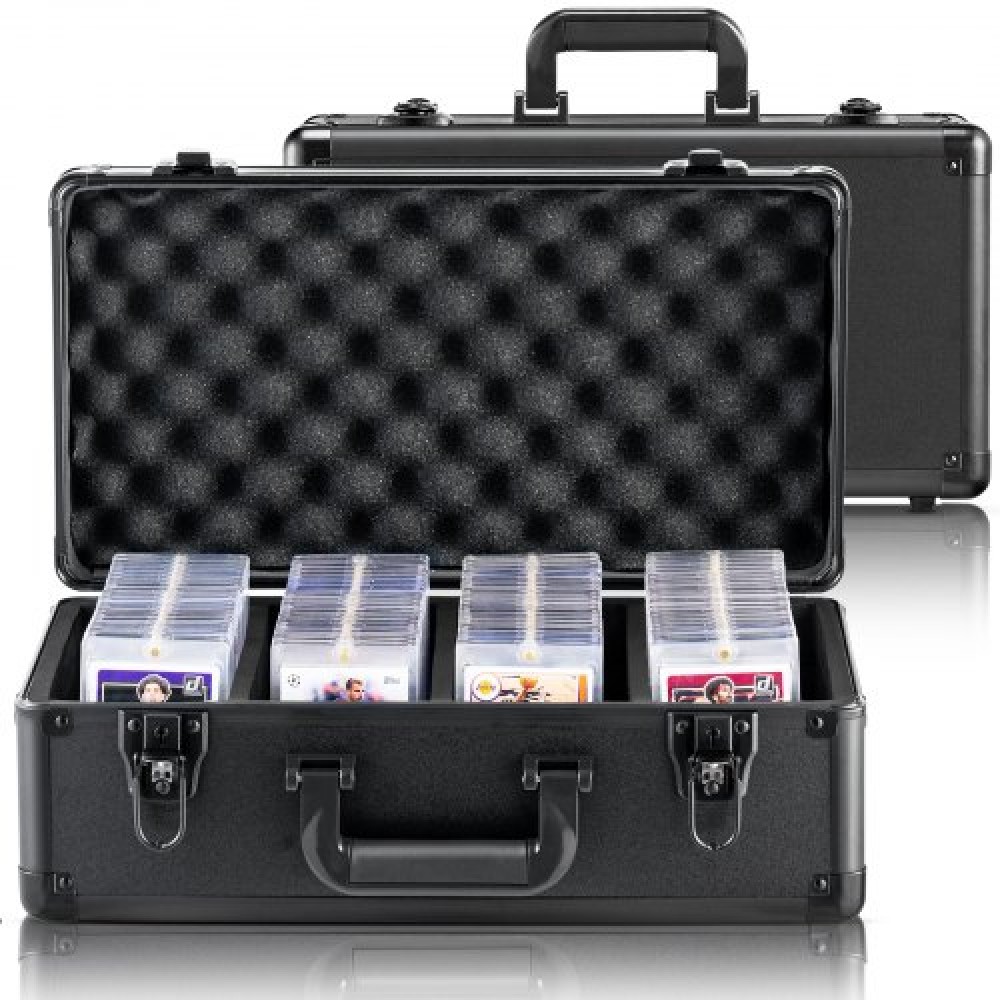 Κουτί αποθήκευσης καρτών VEVOR Graded Card Slots, 4 Slots, Graded Sports Card Holder Case Cards with Key Lock Foam Dividers, for 96 Graded Card PSA 68 BGS Graded Cards 76 SGC Cards 348 Top Loaders or 999+ Loose Cards