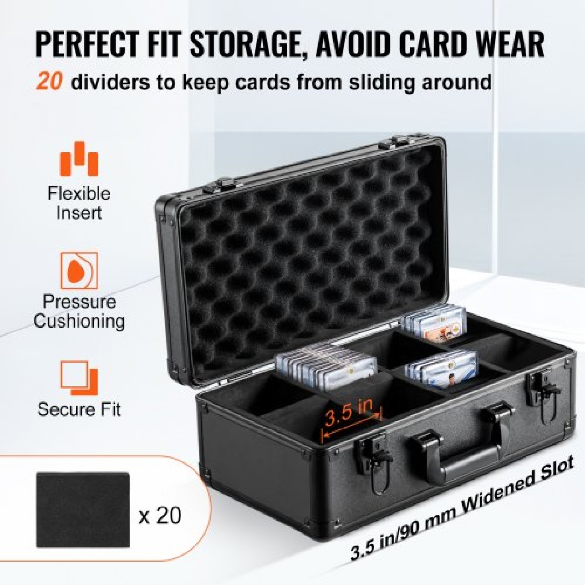 Κουτί αποθήκευσης καρτών VEVOR Graded Card Slots, 4 Slots, Graded Sports Card Holder Case Cards with Key Lock Foam Dividers, for 96 Graded Card PSA 68 BGS Graded Cards 76 SGC Cards 348 Top Loaders or 999+ Loose Cards