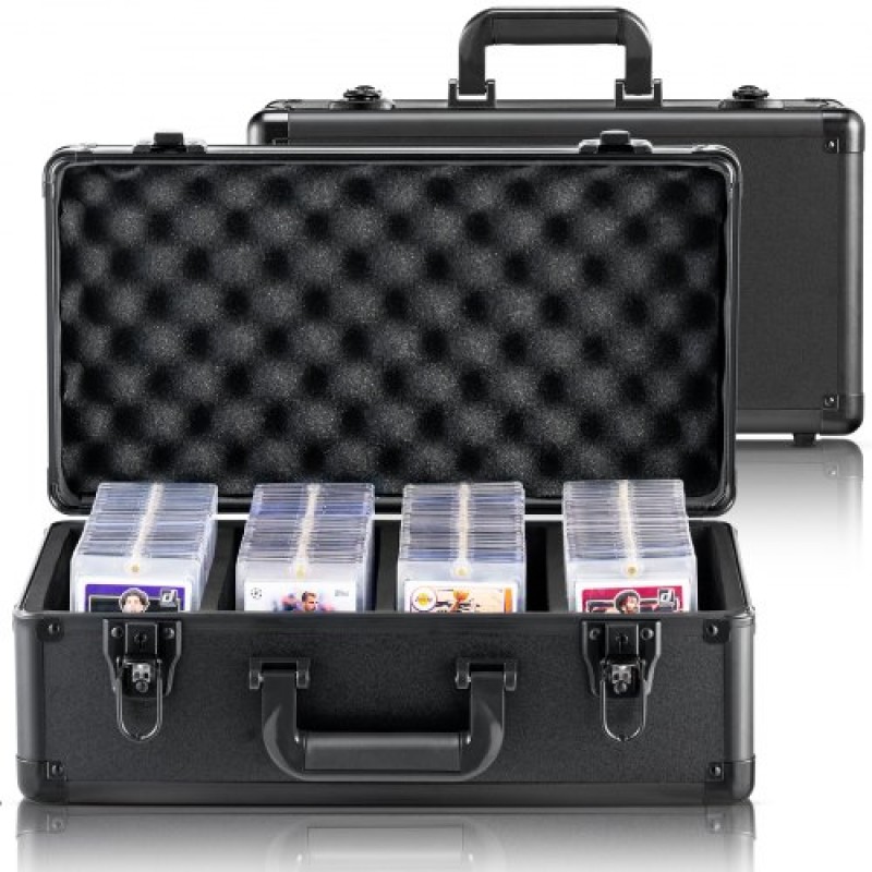 Κουτί αποθήκευσης καρτών VEVOR Graded Card Slots, 4 Slots, Graded Sports Card Holder Case Cards with Key Lock Foam Dividers, for 96 Graded Card PSA 68 BGS Graded Cards 76 SGC Cards 348 Top Loaders or 999+ Loose Cards