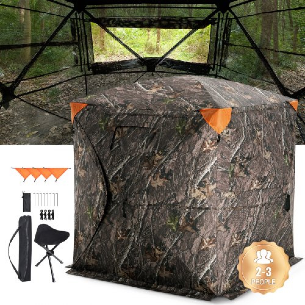 VEVOR Hunting Blind, 270° See Through Ground Blind, Pop Up Deer Blind 2-3 ατόμων για κυνήγι με τσάντα μεταφοράς, φορητή ελαστική σκηνή κυνηγιού, πλέγμα μονής κατεύθυνσης διαμπερές για Τουρκία και κυνήγι ελαφιών
