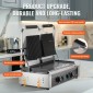 Εμπορική σχάρα Panini VEVOR, Ηλεκτρικό σάντουιτς Panini Maker 3600W, Ανοξείδωτη ψησταριά διπλής πρέσας σάντουιτς, ψησταριά Panini με έλεγχο θερμοκρασίας, 48x23 cm Επίπεδη εμαγιέ πλάκα για μπριζόλα χάμπουργκερ μπέικον