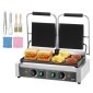 Εμπορική σχάρα Panini VEVOR, Ηλεκτρικό σάντουιτς Panini Maker 3600W, Ανοξείδωτη ψησταριά διπλής πρέσας σάντουιτς, ψησταριά Panini με έλεγχο θερμοκρασίας, 48x23 cm Επίπεδη εμαγιέ πλάκα για μπριζόλα χάμπουργκερ μπέικον