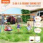 VEVOR Swing Swing για Backyard, 600lbs Load Capacity Swing Set, με 1 Swing Saucer Seat, 2 Belt Swing Settings, Heavy Duty A-Frame Metal Swing Stand και ρυθμιζόμενο σχοινί, Swingset Outdoor για παιδιά