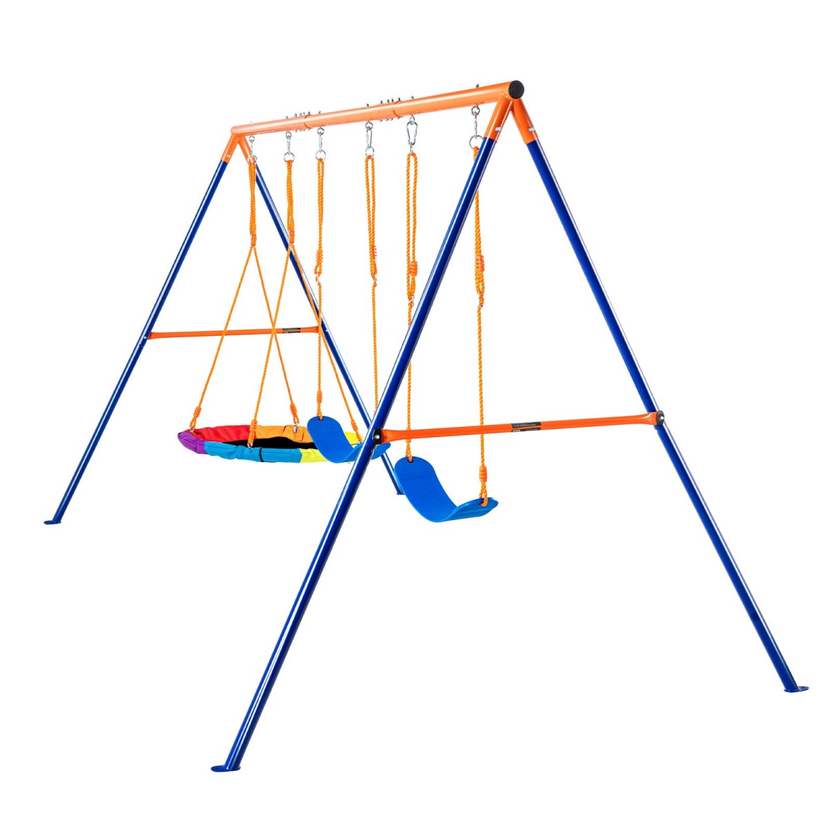 VEVOR Swing Swing για Backyard, 600lbs Load Capacity Swing Set, με 1 Swing Saucer Seat, 2 Belt Swing Settings, Heavy Duty A-Frame Metal Swing Stand και ρυθμιζόμενο σχοινί, Swingset Outdoor για παιδιά