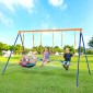 VEVOR Swing Swing για Backyard, 600lbs Load Capacity Swing Set, με 1 Swing Saucer Seat, 2 Belt Swing Settings, Heavy Duty A-Frame Metal Swing Stand και ρυθμιζόμενο σχοινί, Swingset Outdoor για παιδιά