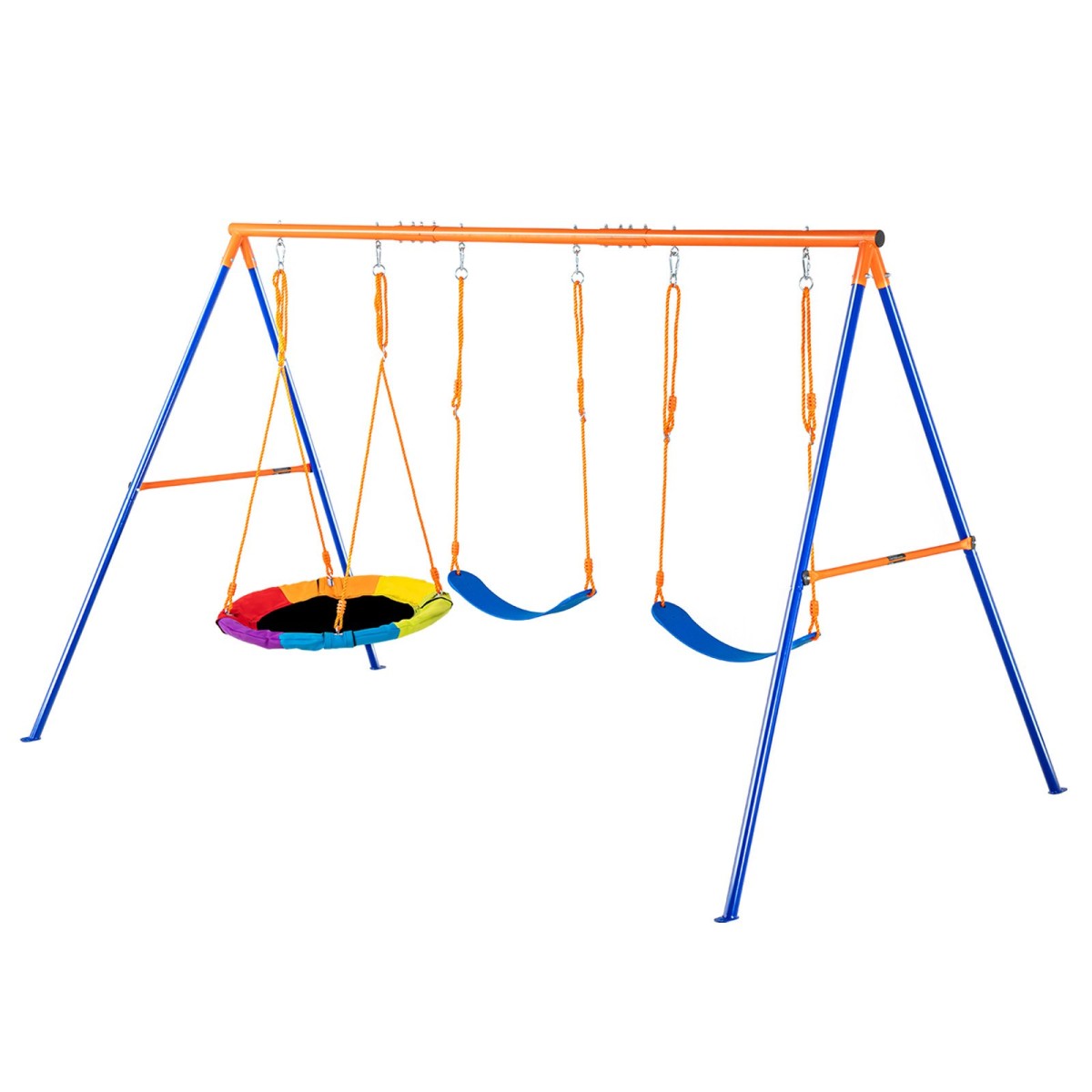 VEVOR Swing Swing για Backyard, 600lbs Load Capacity Swing Set, με 1 Swing Saucer Seat, 2 Belt Swing Settings, Heavy Duty A-Frame Metal Swing Stand και ρυθμιζόμενο σχοινί, Swingset Outdoor για παιδιά