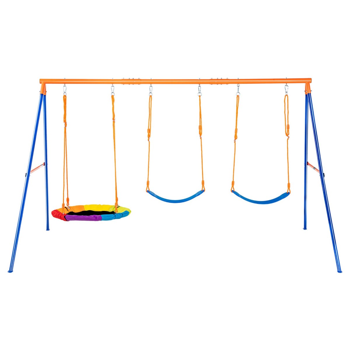 VEVOR Swing Swing για Backyard, 600lbs Load Capacity Swing Set, με 1 Swing Saucer Seat, 2 Belt Swing Settings, Heavy Duty A-Frame Metal Swing Stand και ρυθμιζόμενο σχοινί, Swingset Outdoor για παιδιά
