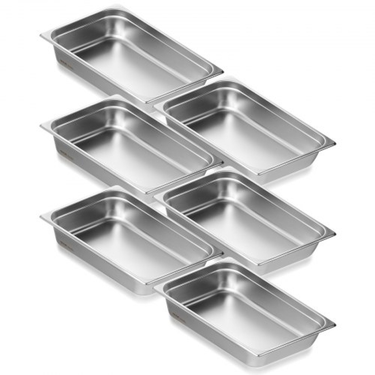 VEVOR 6 Pack Pans Hotel, Full Size Anti-Jam Steam Pan, 0,8mm πάχος από ανοξείδωτο χάλυβα Εστιατόριο Steam Pan, 4 ιντσών Deep Commercial Tags, Catering Storage Food Pan, for Industrial & Scientific