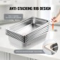 VEVOR 6 Pack Pans Hotel, Full Size Anti-Jam Steam Pan, 0,8mm πάχος από ανοξείδωτο χάλυβα Εστιατόριο Steam Pan, 4 ιντσών Deep Commercial Tags, Catering Storage Food Pan, for Industrial & Scientific