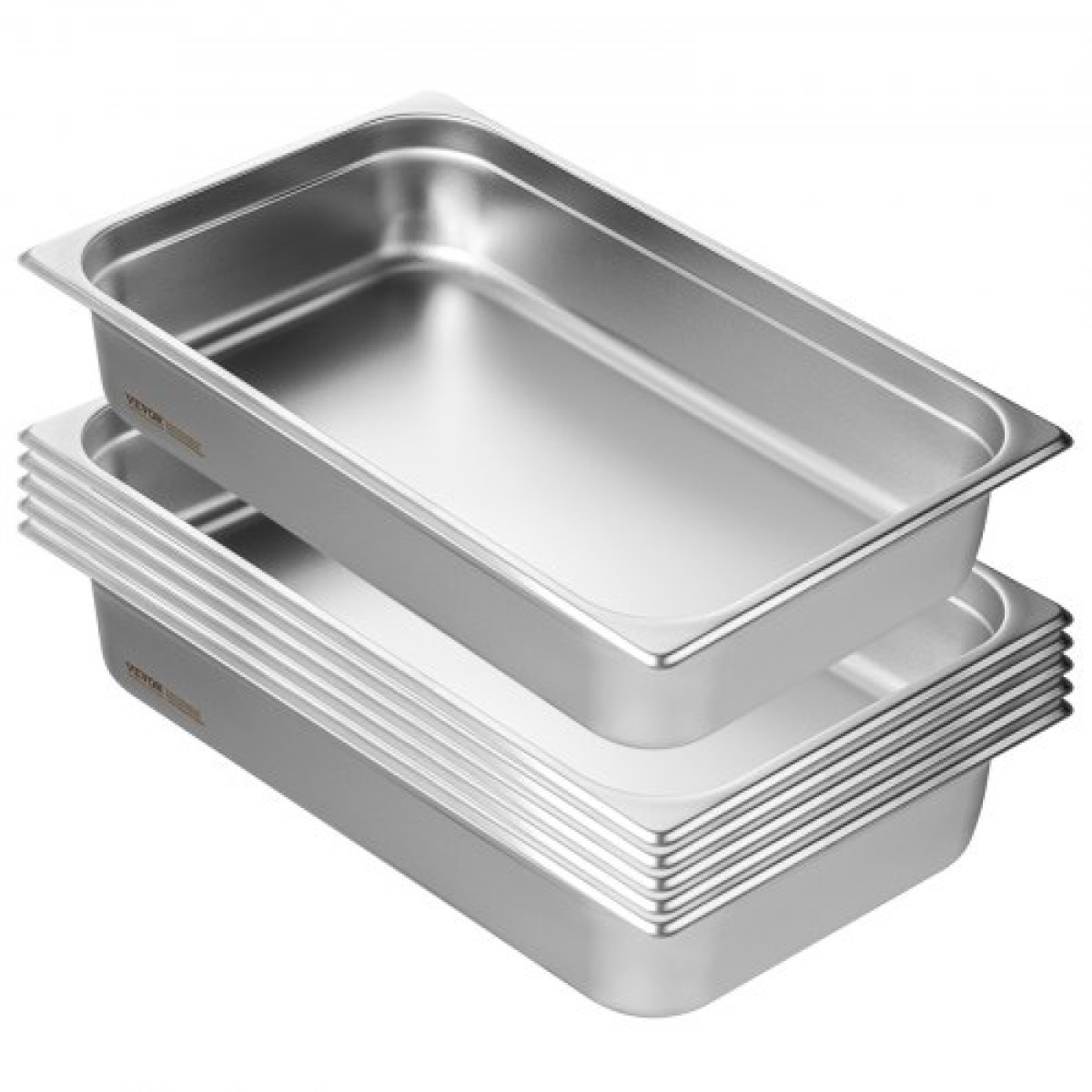 VEVOR 6 Pack Pans Hotel, Full Size Anti-Jam Steam Pan, 0,8mm πάχος από ανοξείδωτο χάλυβα Εστιατόριο Steam Pan, 4 ιντσών Deep Commercial Tags, Catering Storage Food Pan, for Industrial & Scientific