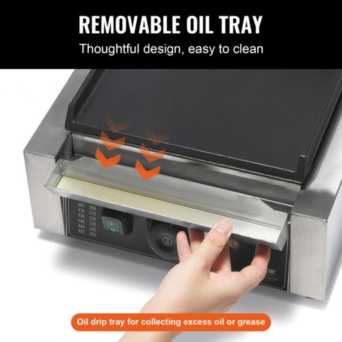 Εμπορική σχάρα Panini VEVOR, Ηλεκτρικό σάντουιτς Panini Maker 1800W, Ανοξείδωτη ψησταριά σάντουιτς με λαβή και έλεγχο θερμοκρασίας, 22x23 cm Επίπεδη εμαγιέ πλάκα, για μπριζόλα χάμπουργκερ μπέικον