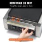Εμπορική σχάρα Panini VEVOR, Ηλεκτρικό σάντουιτς Panini Maker 1800W, Ανοξείδωτη ψησταριά σάντουιτς με λαβή και έλεγχο θερμοκρασίας, 22x23 cm Επίπεδη εμαγιέ πλάκα, για μπριζόλα χάμπουργκερ μπέικον