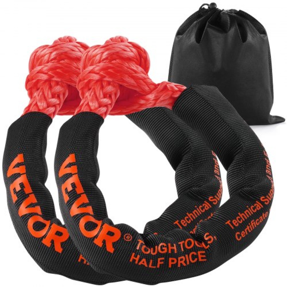 VEVOR Soft Shackle Synthetic Recovery Rope 2PCS 1,3x56 cm 20 Ton Break Strength