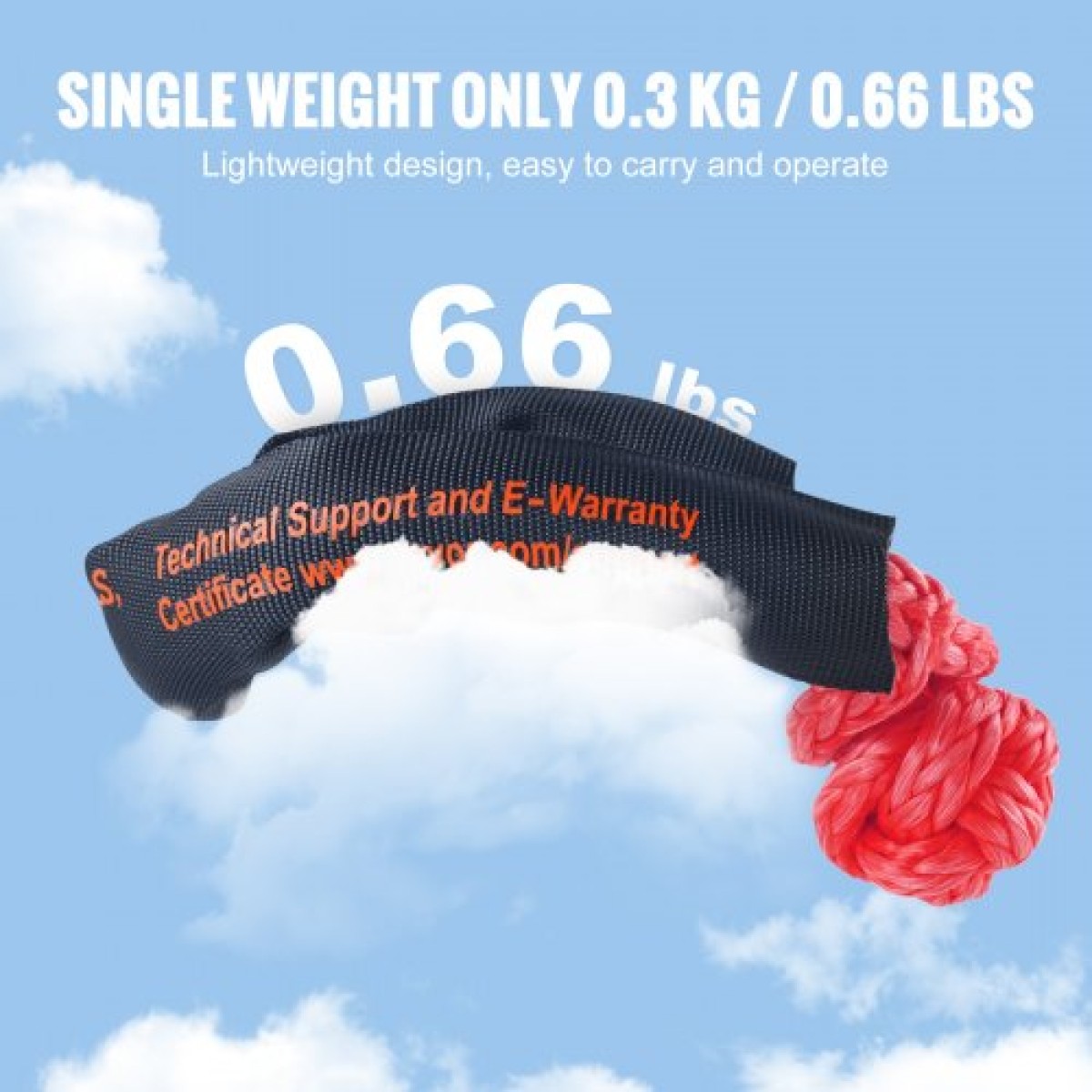 VEVOR Soft Shackle Synthetic Recovery Rope 2PCS 1,3x56 cm 20 Ton Break Strength