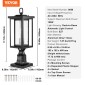 VEVOR 2 Pack Dusk to Dawn Outdoor Post Light, 450 mm, Αδιάβροχα φωτιστικά Post με 3,5 in Pier Mount Base Glass Shade, Αλεξικέραυνο Εξωτερικό Φωτιστικό Στήλης Πόλου για Patio Garden Pathway