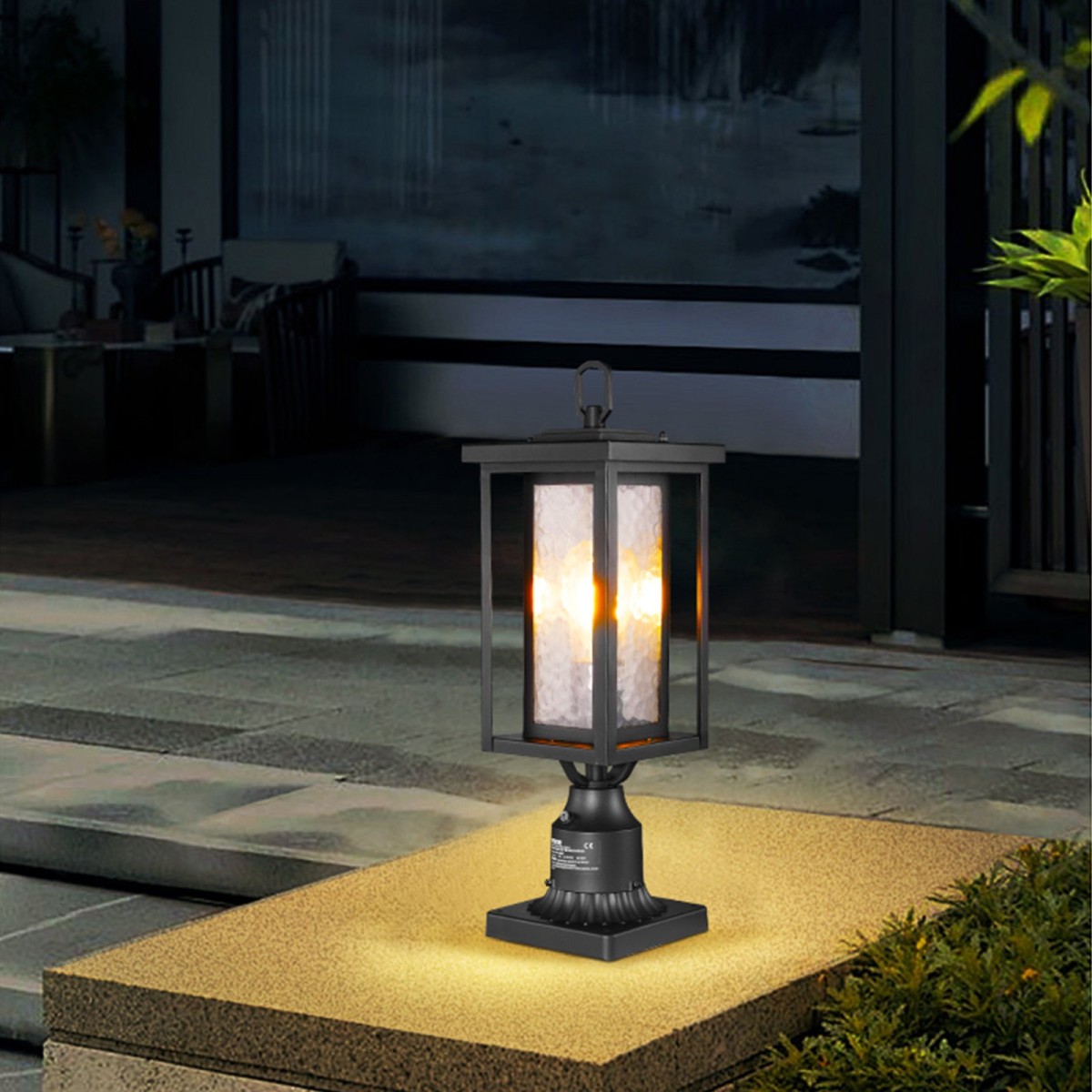 VEVOR 2 Pack Dusk to Dawn Outdoor Post Light, 450 mm, Αδιάβροχα φωτιστικά Post με 3,5 in Pier Mount Base Glass Shade, Αλεξικέραυνο Εξωτερικό Φωτιστικό Στήλης Πόλου για Patio Garden Pathway