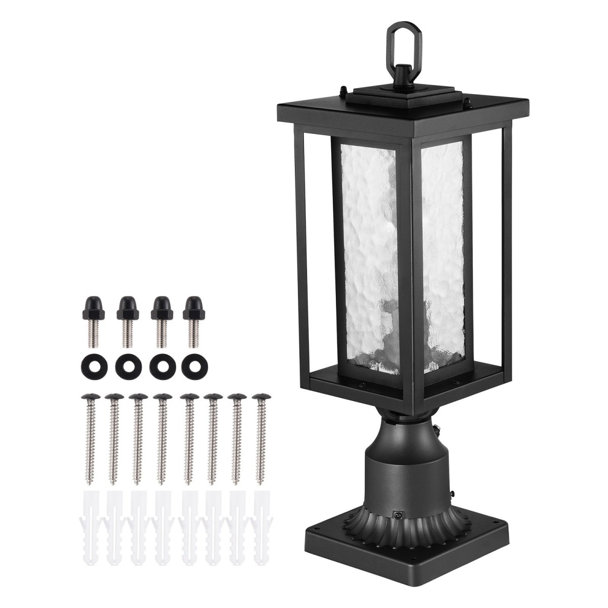 VEVOR 2 Pack Dusk to Dawn Outdoor Post Light, 450 mm, Αδιάβροχα φωτιστικά Post με 3,5 in Pier Mount Base Glass Shade, Αλεξικέραυνο Εξωτερικό Φωτιστικό Στήλης Πόλου για Patio Garden Pathway
