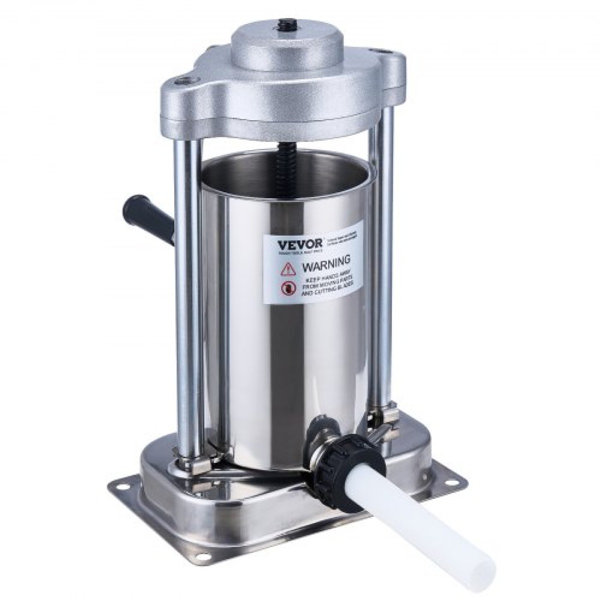 VEVOR Manual Sausage Stuffer, 2 L / 5 LBS Vertical Sausage Machine with G-type Clamp, Food-Grade 304 Stainless Steel Barrel with 2 Stuffing Tube, for Home Kitchen Restaurant Commercial