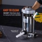 VEVOR Manual Sausage Stuffer, 2 L / 5 LBS Vertical Sausage Machine with G-type Clamp, Food-Grade 304 Stainless Steel Barrel with 2 Stuffing Tube, for Home Kitchen Restaurant Commercial