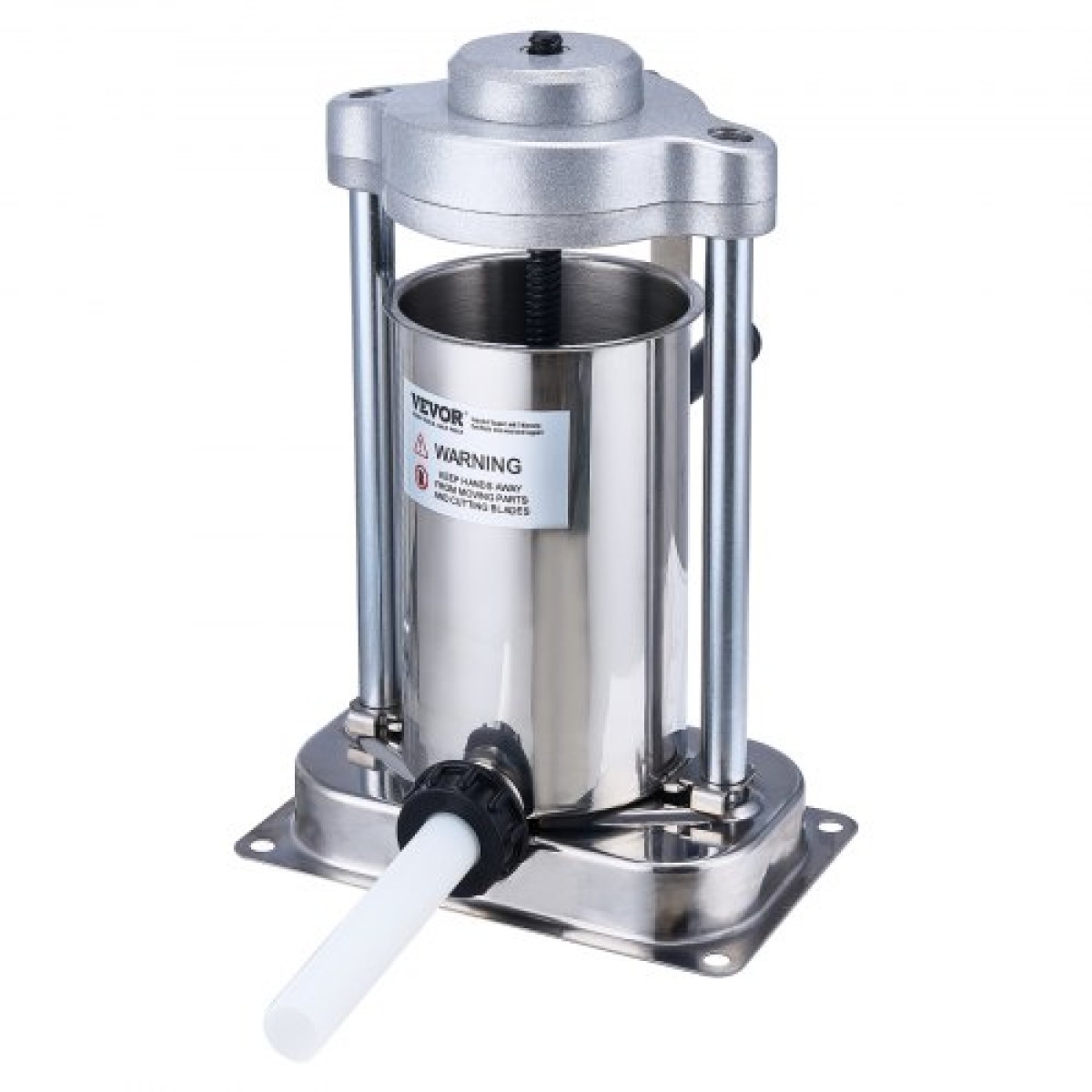 VEVOR Manual Sausage Stuffer, 2 L / 5 LBS Vertical Sausage Machine with G-type Clamp, Food-Grade 304 Stainless Steel Barrel with 2 Stuffing Tube, for Home Kitchen Restaurant Commercial