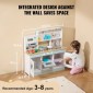 VEVOR Play Kitchen for Kids, Ξύλινο Σετ Κουζίνας Παιχνιδιού με Φώτα και Ήχους, Μικρή Κουζίνα με παγομηχανή, Φούρνος, Νιπτήρας, Φούρνοι μικροκυμάτων, Ψυγείο και Σκεύη και Αξεσουάρ Φρούτων για Μικρά παιδιά, Λευκό