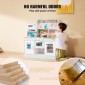 VEVOR Play Kitchen for Kids, Ξύλινο Σετ Κουζίνας Παιχνιδιού με Φώτα και Ήχους, Μικρή Κουζίνα με παγομηχανή, Φούρνος, Νιπτήρας, Φούρνοι μικροκυμάτων, Ψυγείο και Σκεύη και Αξεσουάρ Φρούτων για Μικρά παιδιά, Λευκό