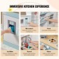 VEVOR Play Kitchen for Kids, Ξύλινο Σετ Κουζίνας Παιχνιδιού με Φώτα και Ήχους, Μικρή Κουζίνα με παγομηχανή, Φούρνος, Νιπτήρας, Φούρνοι μικροκυμάτων, Ψυγείο και Σκεύη και Αξεσουάρ Φρούτων για Μικρά παιδιά, Λευκό