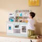 VEVOR Play Kitchen for Kids, Ξύλινο Σετ Κουζίνας Παιχνιδιού με Φώτα και Ήχους, Μικρή Κουζίνα με παγομηχανή, Φούρνος, Νιπτήρας, Φούρνοι μικροκυμάτων, Ψυγείο και Σκεύη και Αξεσουάρ Φρούτων για Μικρά παιδιά, Λευκό