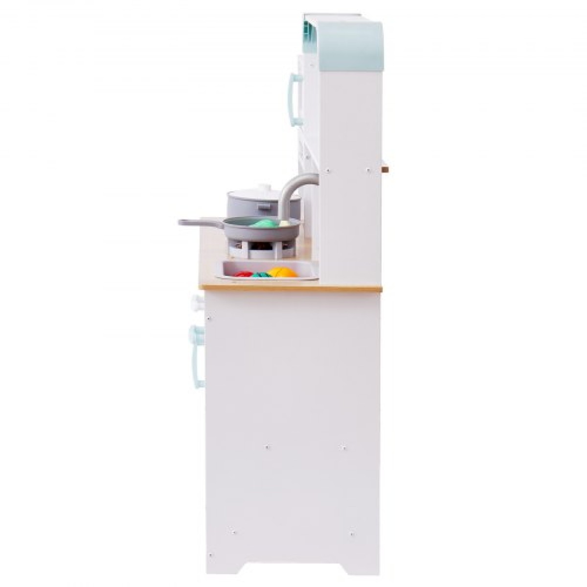 VEVOR Play Kitchen for Kids, Ξύλινο Σετ Κουζίνας Παιχνιδιού με Φώτα και Ήχους, Μικρή Κουζίνα με παγομηχανή, Φούρνος, Νιπτήρας, Φούρνοι μικροκυμάτων, Ψυγείο και Σκεύη και Αξεσουάρ Φρούτων για Μικρά παιδιά, Λευκό