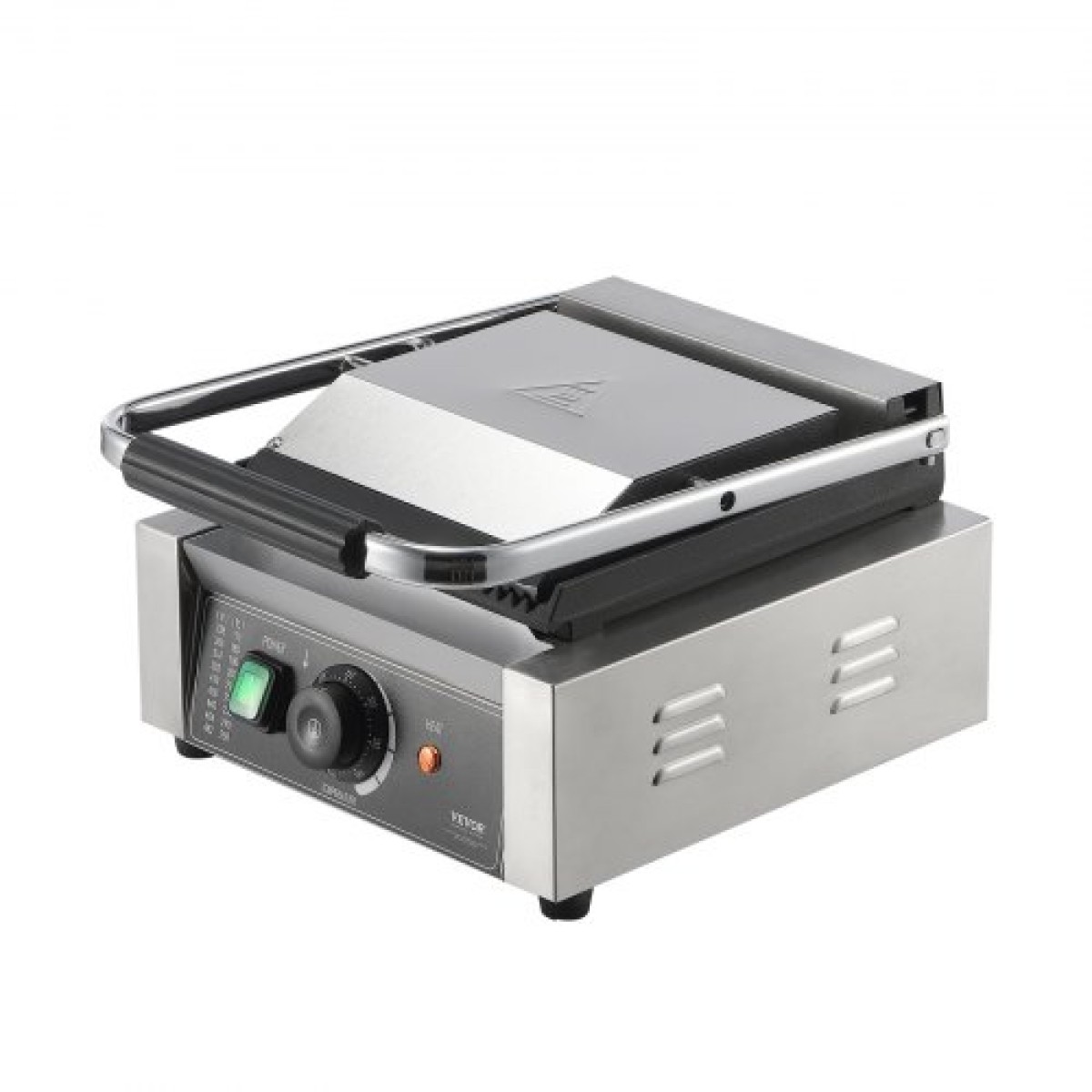 Εμπορική σχάρα Panini VEVOR, Ηλεκτρικό σάντουιτς Panini Maker 1800W, Ανοξείδωτη ψησταριά σάντουιτς με λαβή και έλεγχο θερμοκρασίας, 22x23 cm Επίπεδη εμαγιέ πλάκα, για μπριζόλα χάμπουργκερ μπέικον