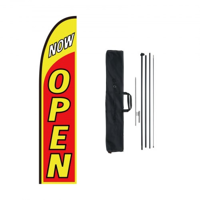 VEVOR Open Flag with Pole Kit, Advertising Flag for Business Outside, Advertising Feather Flag Kit, Περιλαμβάνει 1 Banner Flag, 1 κοντάρι, 1 Ground Stake, Open Signs Swooper Flag for Business 16,3 FT